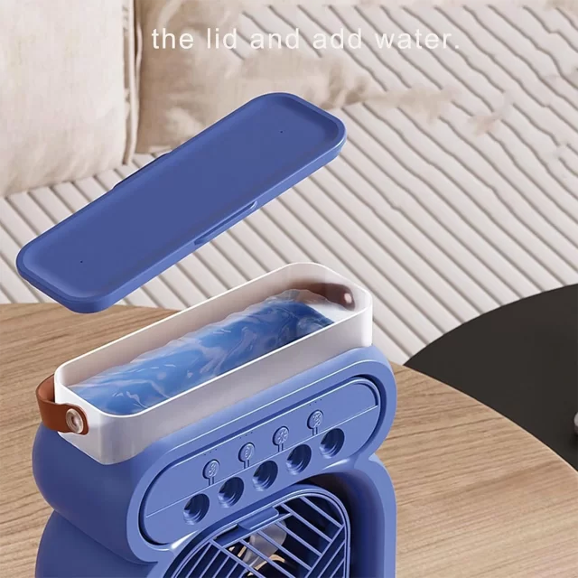 پنکه رومیزی رطوبتساز مدل FAN HUMIDIFIER- اورجینال؛ خنکای مطبوع و هوای بهاری - تصویر 3
