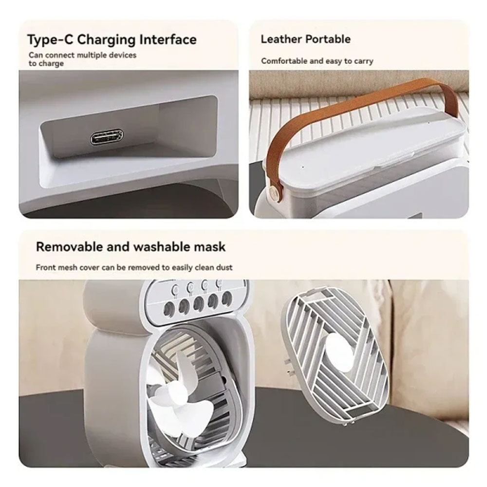 پنکه رومیزی رطوبتساز مدل FAN HUMIDIFIER- اورجینال؛ خنکای مطبوع و هوای بهاری - تصویر 4